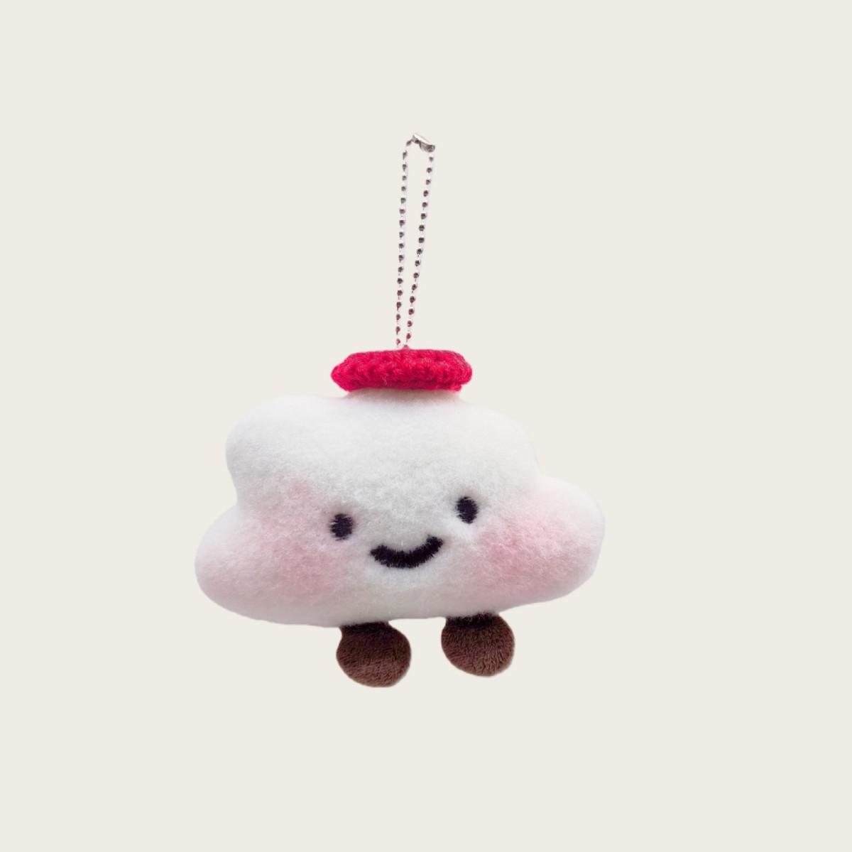 Pendant Smiley Doll Cute Plush White Cloud Bag Pendant Girl Heart Student Book Car Keychain