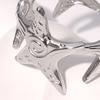 Finger Ring Universal Basic Stacking Style Adjustable Open Band Stainless Steel Texture Star Shape Finger Band Jewelry Gift