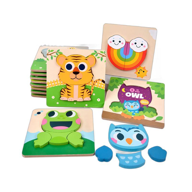 Wooden 3D Puzzle for Early Education: Infant & Toddler Intellectual Development, Hand-Eye Coordination Toy for 1-3 Year Old Boys & Girls