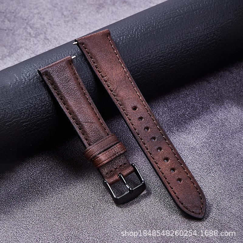 Cowhide Watch Strap Is Suitable For 22Mm Pin Buckle High-End Tree Height Leather Lychee Pattern Strap