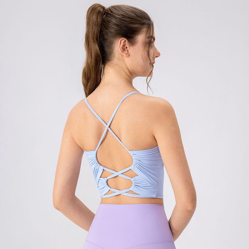 Foreign Trade with Chest Pad Female Summer Yoga Intimates Open Back Sling Sports Tops Bubble Wrap Dance Fitness Vest Yoga Clothes