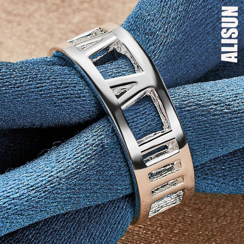 Bague en argent sterling 925 avec chiffres romains creux, bijou de mariage tendance