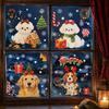 Easy Apply Window Paster Cute Dog Christmas Static Stickers, Waterproof PVC Holiday Decals for Home Decorative Scenes Store Glass, Removable
