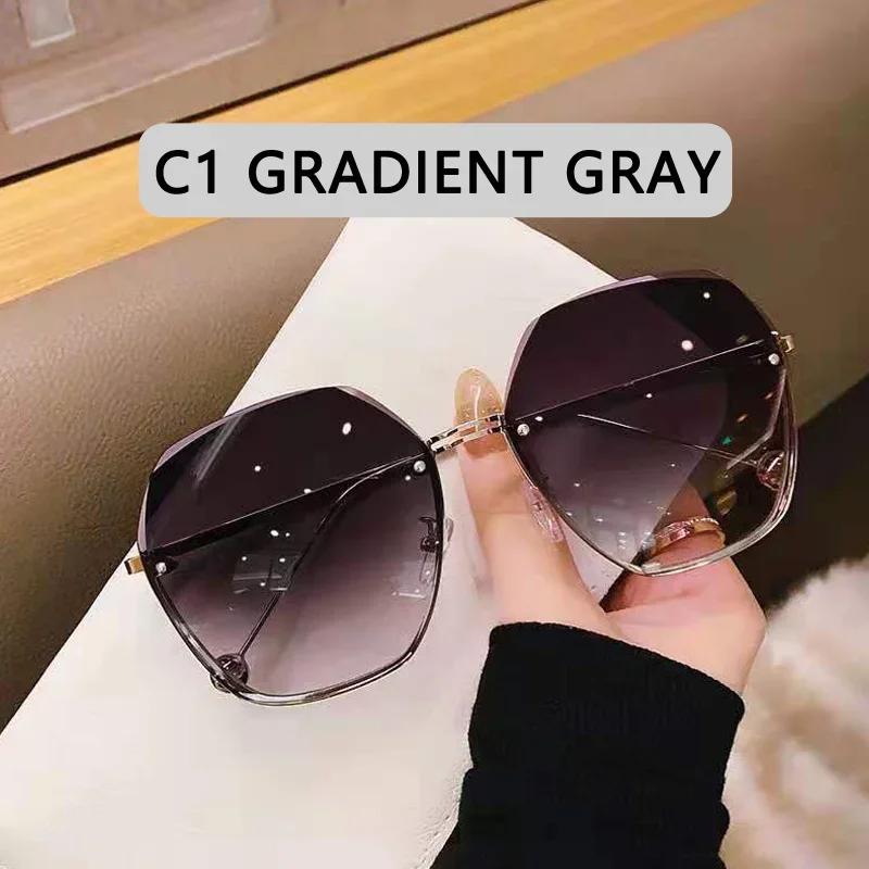 

Round Sunglasses Women Brand Designer Gradient Fashion Sun Glasses Female Rimless Metal Oculos De Sol luxury designer Other