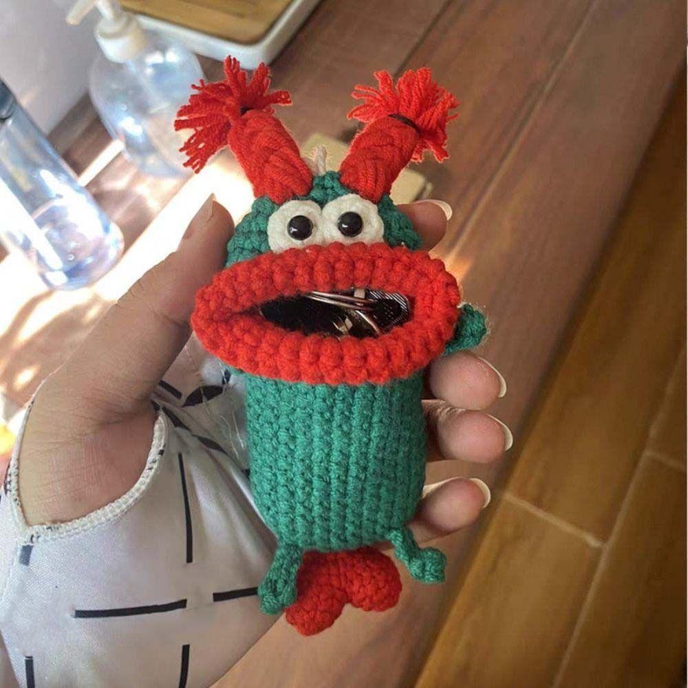 Ключ Одежда Вязание Ключница Большой Рот Брелок для Ключей Ручная Вязка Шерсть Сумка для Ключей Рот Сосиски Сумка для Ключей J