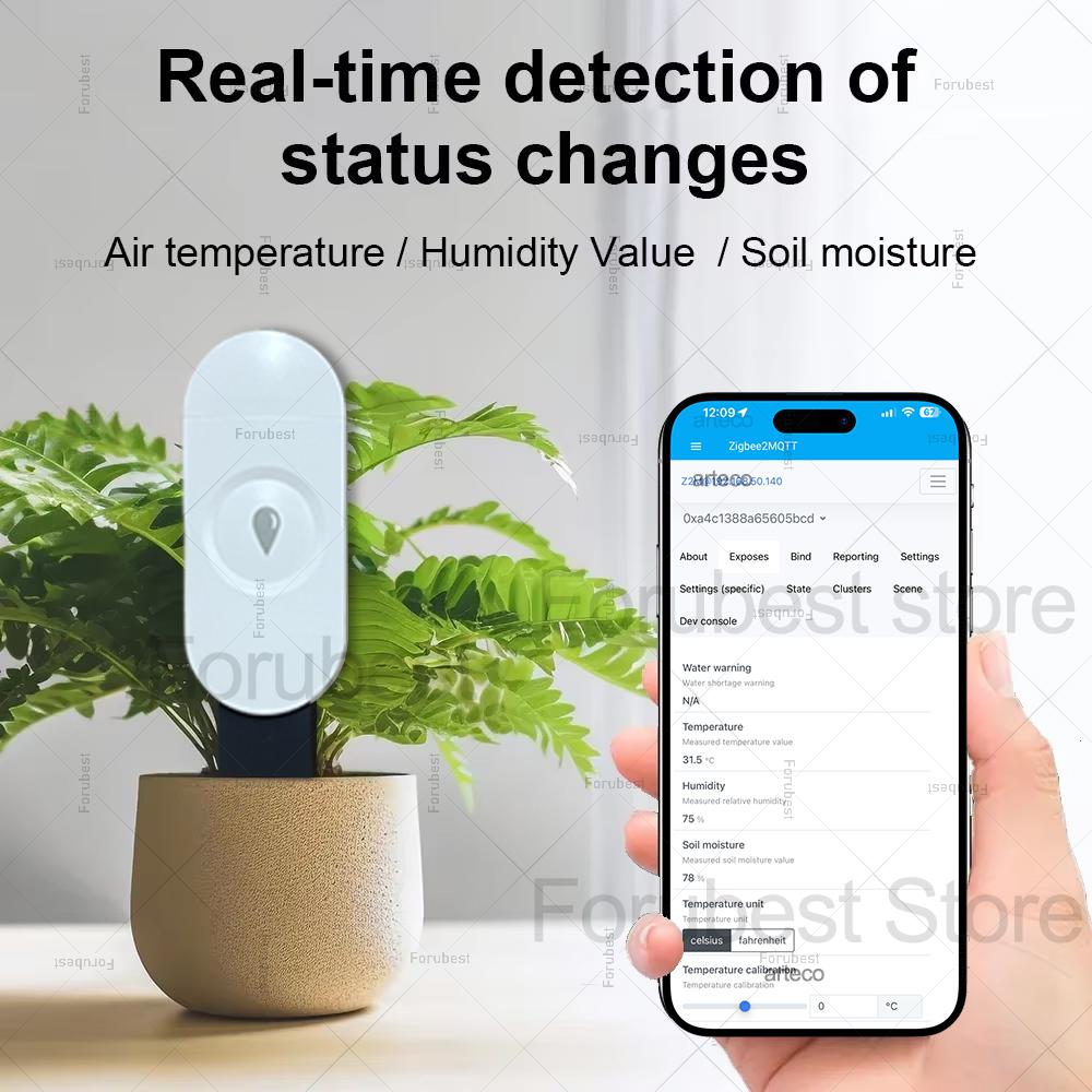 Smart ZigBee Soil Moisture Sensor Temperature and Humidity Meter Thermo Hygrometer Garden Automation Irrigation Detector For Z2M