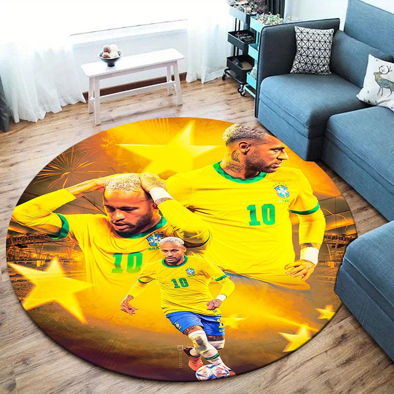 Neymar Round Area Rug,Carpet Rug for Living Room Bedroom Sofa Playroom Decor,Non-slip Floor Mat