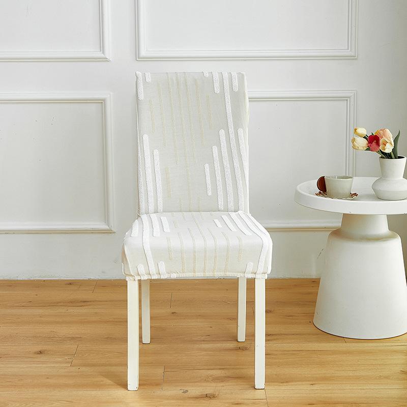 Simple Striped Jacquard Dining Chair Cover All-inclusive Elastic One-piece Chair Cover Non-slip Home Hotel Stool Protective Cover
