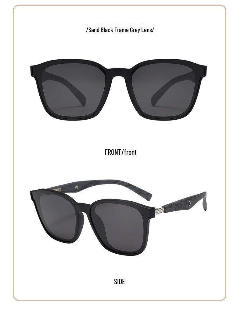 Retro Wood Grain Polarized Sunglasses with UV Protection