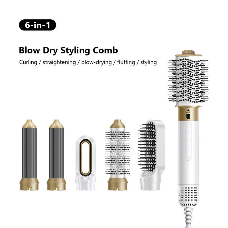 6-in-1 110000 RPM Silent Hot Air Comb Portable Multifunctional Curling Iron Professional Blow Dry Styling Comb