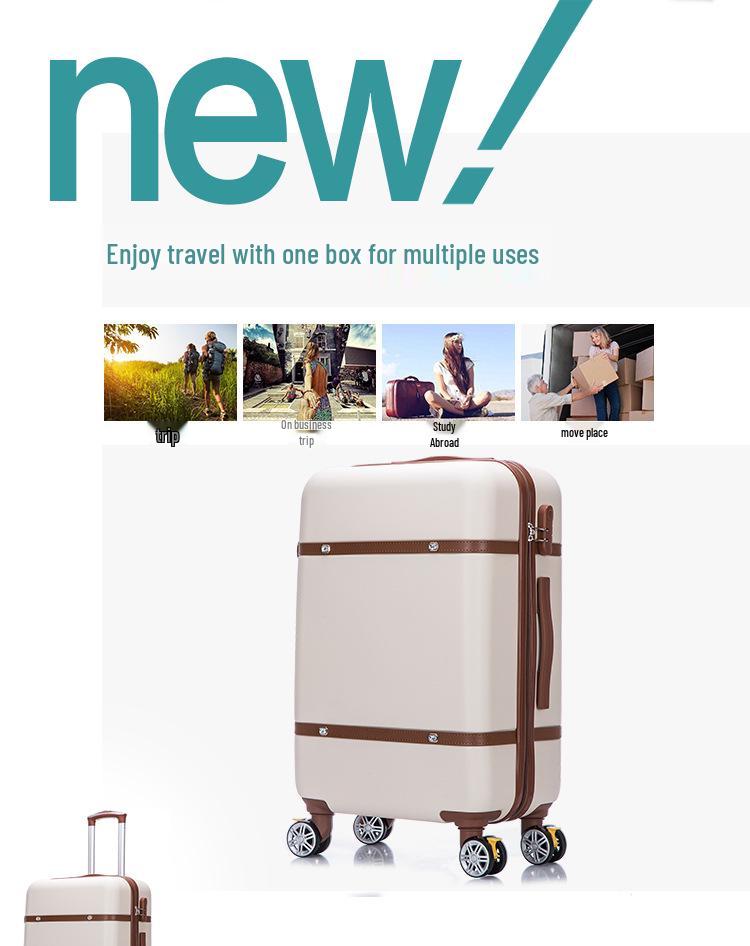 Retro Large Capacity Suitcase with Universal Wheels, Trolley Cabin Luggage for Men and Women