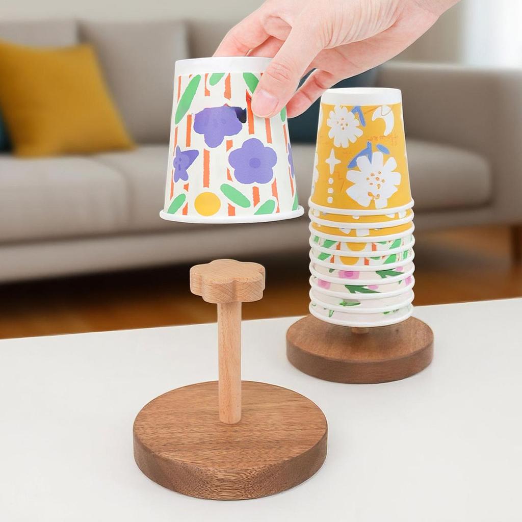 Wooden Cup Storage Rack Creative Round DIY Household Cup Holder For Disposable Paper Cup Counter Desktop Storage Rack