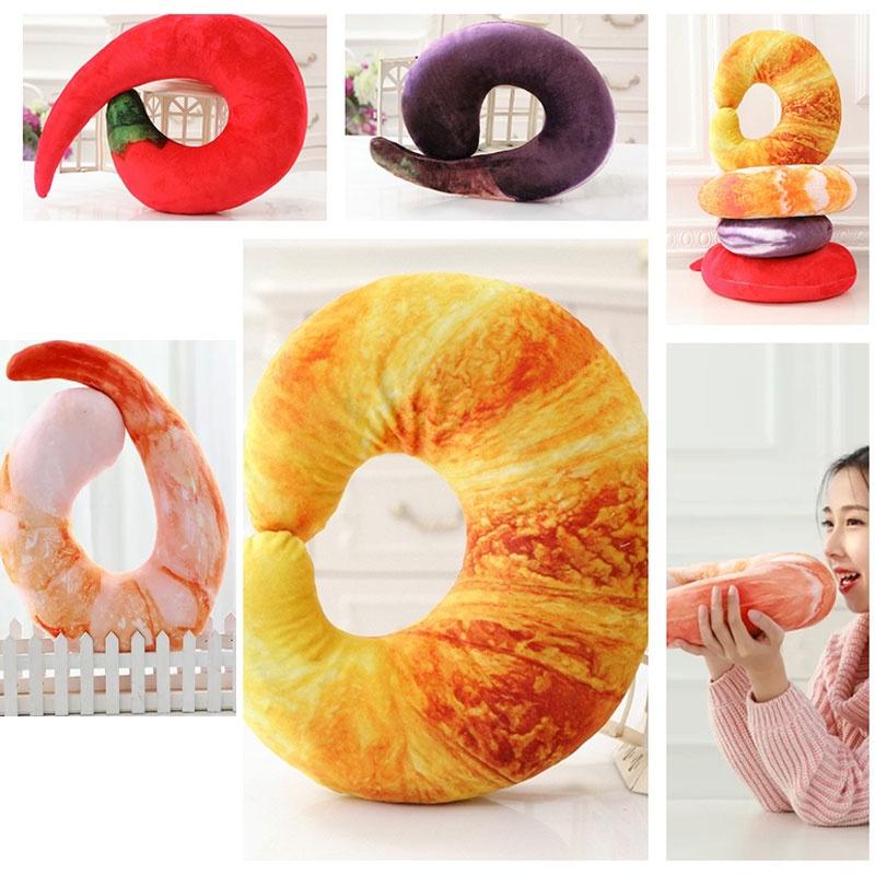 Tcmy Fashion Peeled Prawns Plush U Neck Pillow For Travel And Nap Shrimp Cushion Jelly Toy