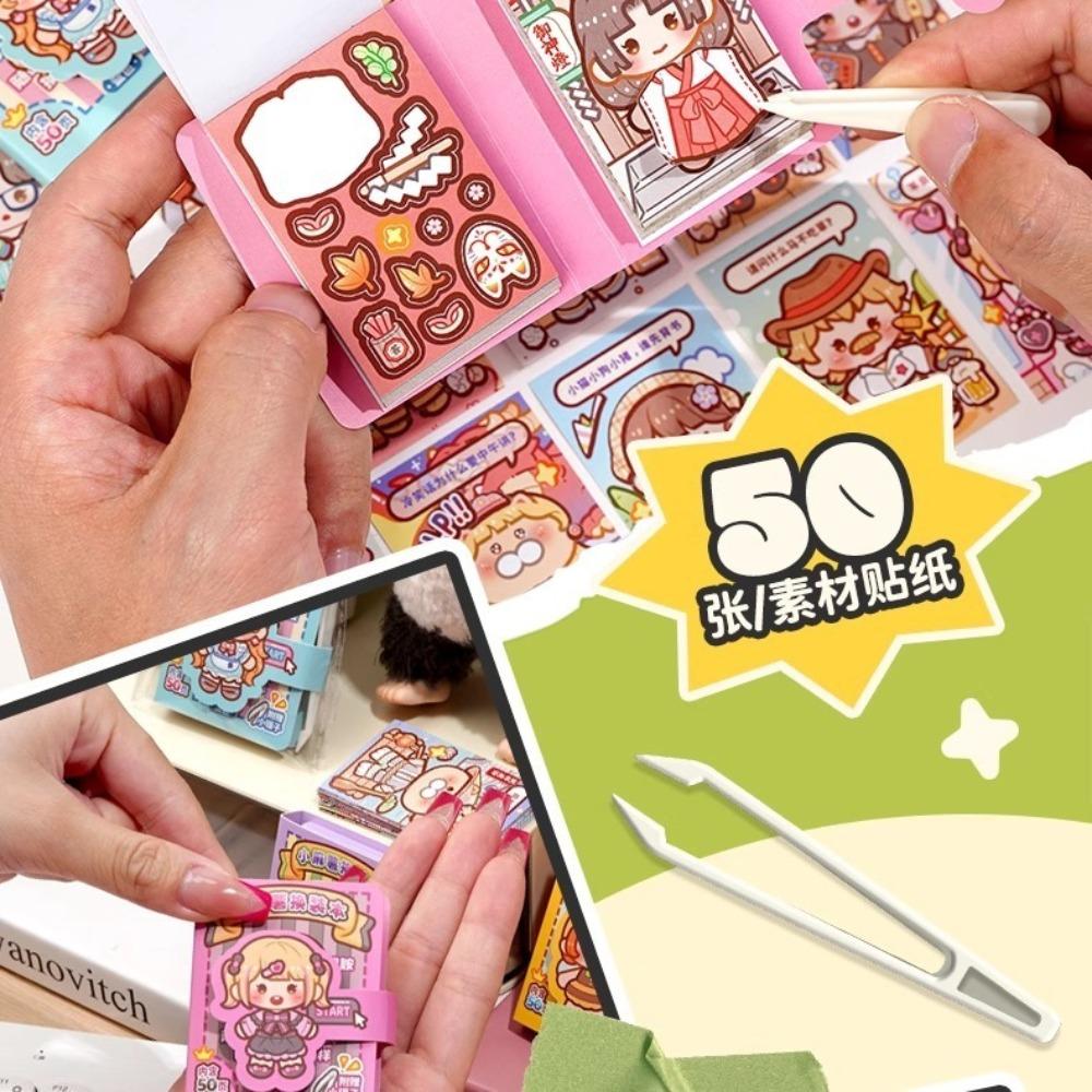Changing Stickers Mini Bean Notebook Cute Without Cutting Journal Sticker Creative Scene Dressing Up Sticker Album Festival Gift