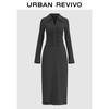 UR Women's Autumn Lapel Pleated Slim Dress