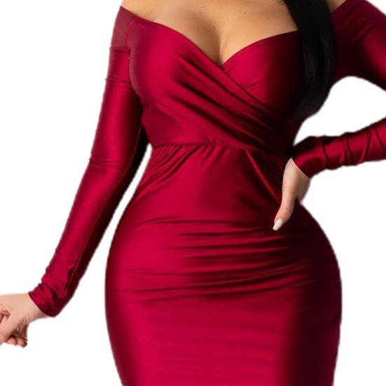 Dámské spodničky velké velikosti Dámské bodycon šaty Sexy šaty s výstřihem do V mimo ramena Pouzdrové šaty s tenkým zadečkem pro ženy