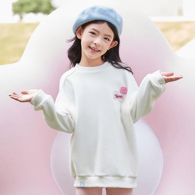 Girls' Winter Mid Year Big Children's Winter Clothing Loose Round Neck Top