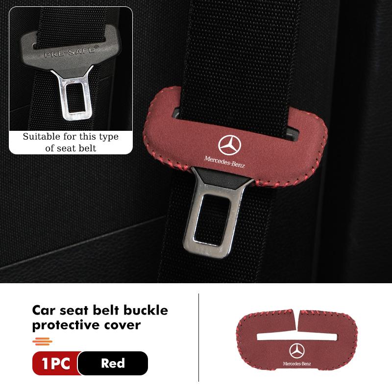 FA02Car Seat Belt Buckle Clip Protector Suede Anti-Scratch Cover For Benz W202 W212 W126 W140 W168 W177 CLS GLE GLC GLS CLA