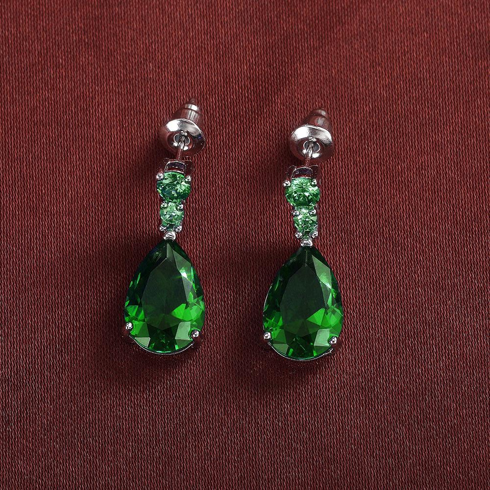 Cao Shi Teardrop Zircon Dangle Earrings - Fashionable European and American Style