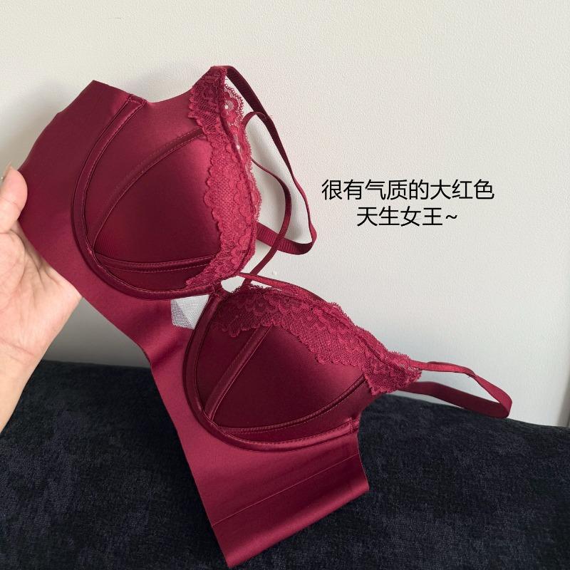Women French Seamless Wirefree Push Up Sexy Lace Bra For Small Chest