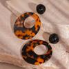 Boucles d'oreilles rondes découpées à imprimé léopard rétro en résine - Mode européenne et américaine haut de gamme pour femmes