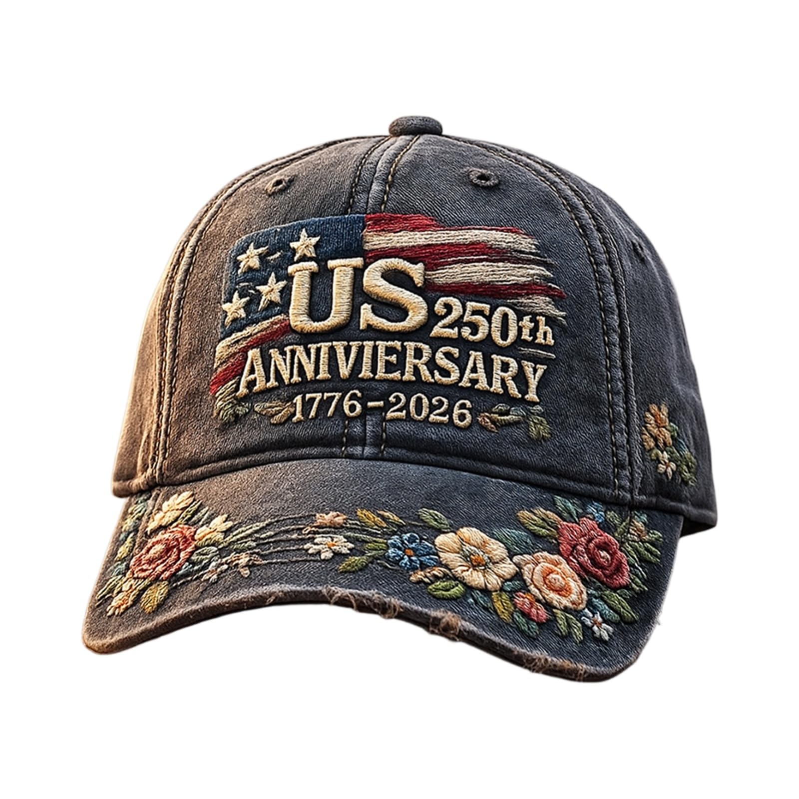 

Usa Patriotic Baseball Cap 1776- 250Th Anniversary Vintage Floral Embroidered Unisex Hat For Fourth Of July