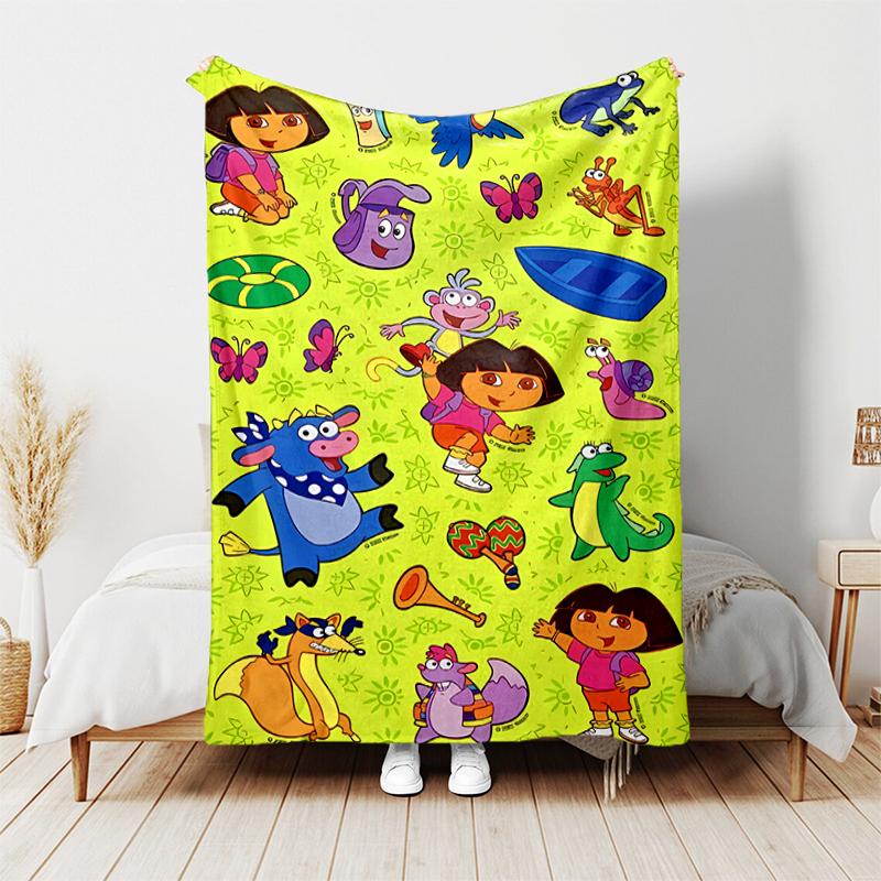 1pc Blanket D-Doras The Explorer Print Design, Lightweight Blanket for Sofa, Bed- Soft &Warm, Gift for All Seasons like Christmas, Halloween