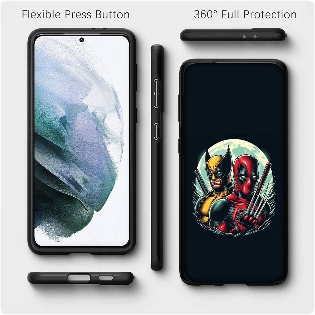 for Samsung Galaxy S25 S24 S23 iPhone 17 16 15 Xiaomi Redmi Note 14 13 12 11 Plus Pro Max A57 Phone Case Cartoon Deadpool Wolverine OPPO Huawei Cover