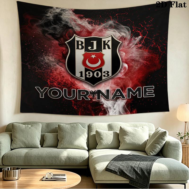 Custom Name Besiktas Printed Tapestry – Wall Hanging for Bedrooms, Dorms, and Home Decor