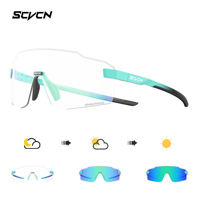 SCVCN Farbige photochrome Radsportbrille Sonnenbrille für Herren Radsport Straßen- und Mountainbike-Brille sowie für Damen Freizeit Wandern Winddicht