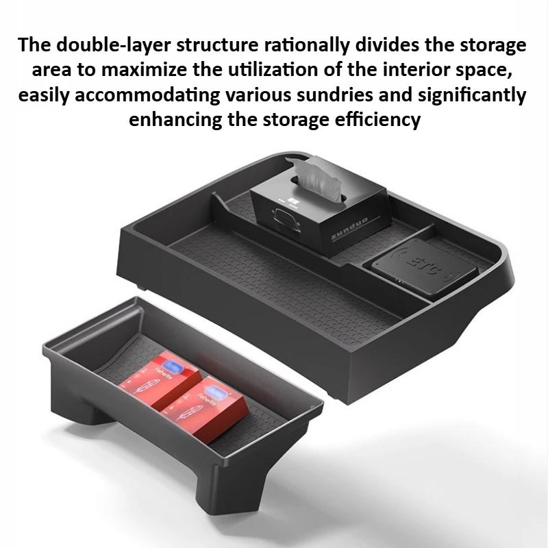 Double-layer Storage Box for Tesla Model Y Juniper 2025 Dashboard ETC Storage Box Accessories Layered Organization Tissue Tray
