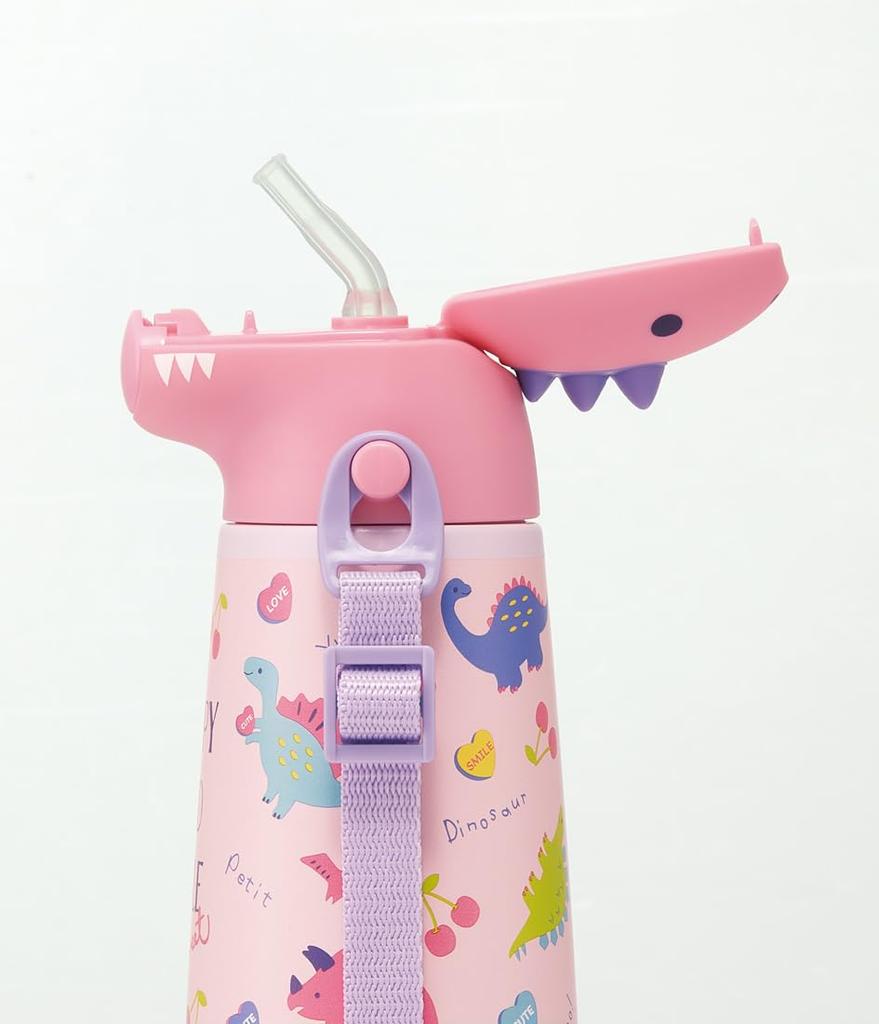 Skater 370ml Edelstahl-Wasserflasche mit Strohhalm, Doppelschichtige Vakuumisolierung, Fröhliches & Lächeln-Design (SSH4D-A)