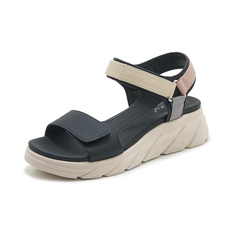 2025 Módní Značka Letní Klínkové Boty Dámské Sandály Silná Podrážka Letní Dovolená Dámské Sandály na Vysokém Podpatku 5cm Protiskluzové Žluté Černé Plus Size 41