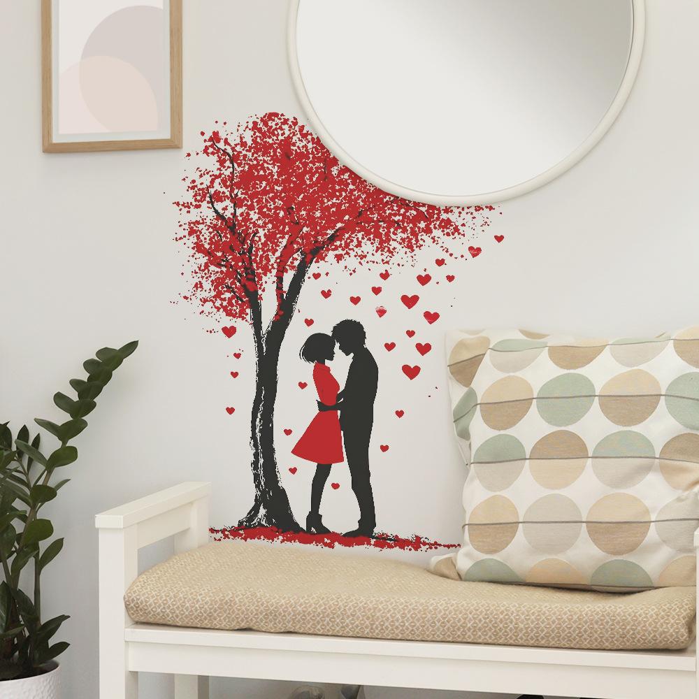 The Wall Beautification Stickers for The Entrance Hall of The Couple's Living Room Under The Love Tree on Valentine's Day