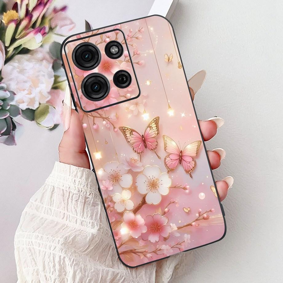 For Motorola G05 G15 Power G35 G55 G75 E15 Phone Case Back Cover Girly Fashion Flower Butterfly Paintong Soft TPU Bumper Fundas