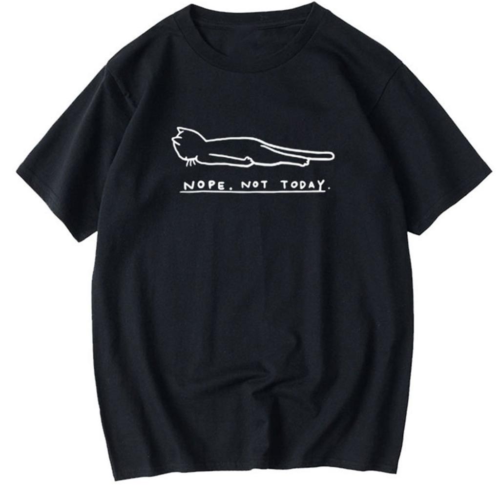 Casual Men and Women Short Sleeved T-shirts Are Easy and Comfortable Summer Tee with Cat Graphic Printed Crew