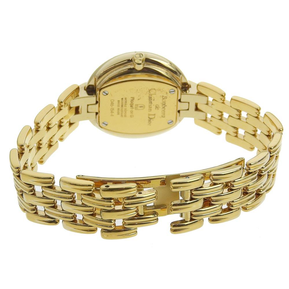 Dior Bakira Uhren D46-154-4 schwarzes Zifferblatt Vergoldet Quarz Analoganzeige Damen Gebraucht