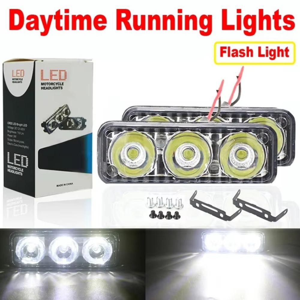 3 LED Daytime Running Light Waterproof IP67 Car Motorcycle DRL Constant/Flash