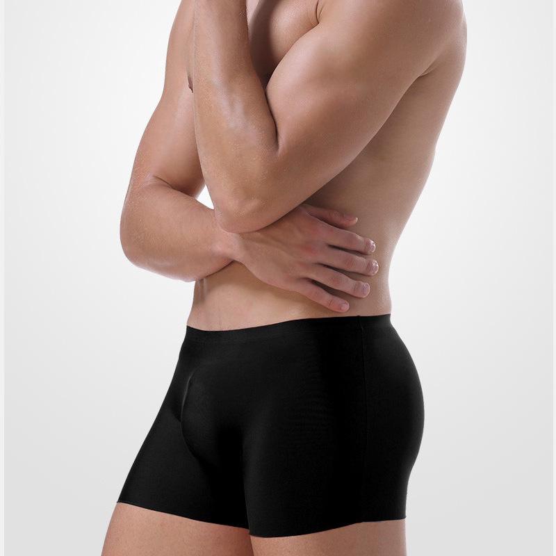 Men's Summer Ice Silk White Boxer Shorts: Breathable, Seamless, Thin Cotton, Quick-Dry Trunks