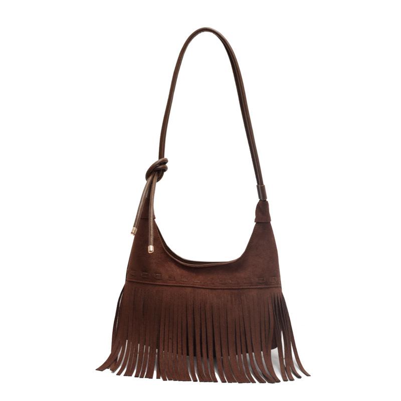 Tassel Crossbody Shoulder Bags Women Fashion Suede Small Handabg and Purse Female Luxury Design Armpit Hobos Bag