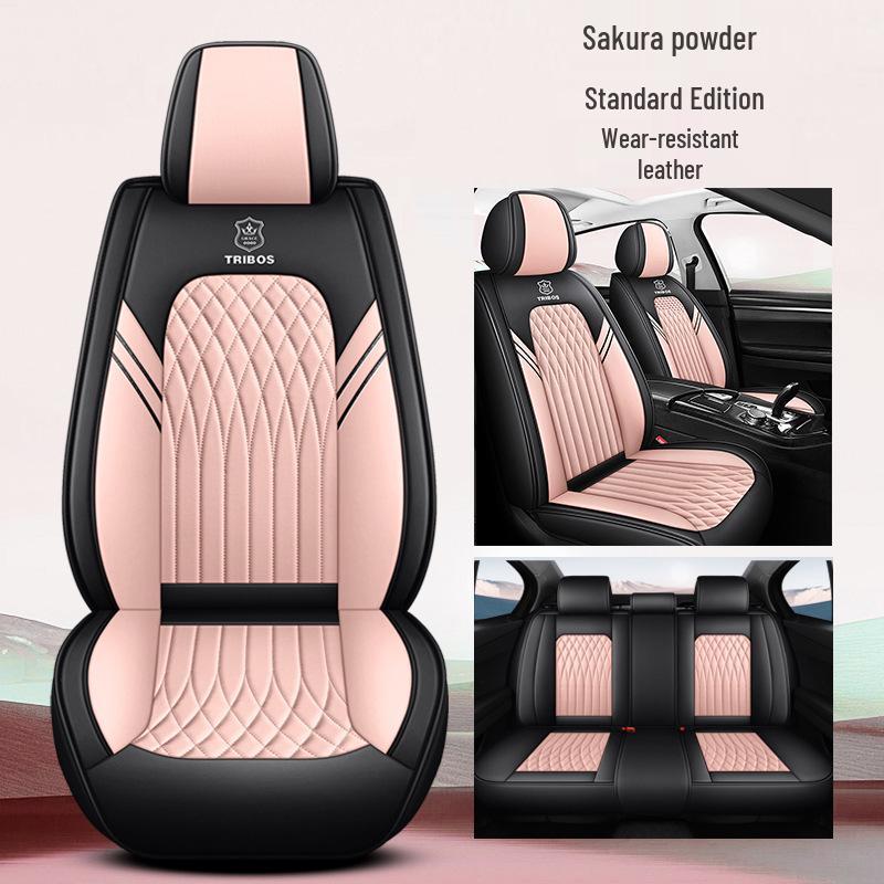 Universal Full Leather Car Seat Cover for Five Seats - All-Season, Full Coverage Cushion.