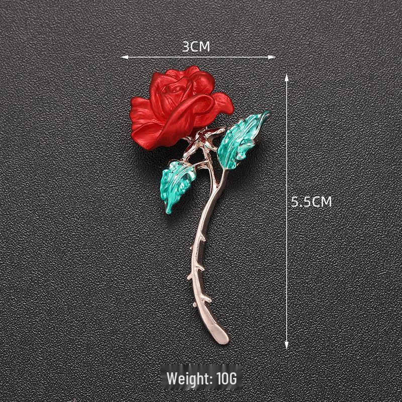 High-End Rose Red Chinese Flower Brooch: Classical Pin for Women's Qipao & Coat Accessories