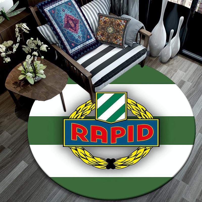 SK Rapid Wien Round Area Rug,Carpet Rug for Living Room Bedroom Sofa Playroom Decor,Non-slip Floor Mat