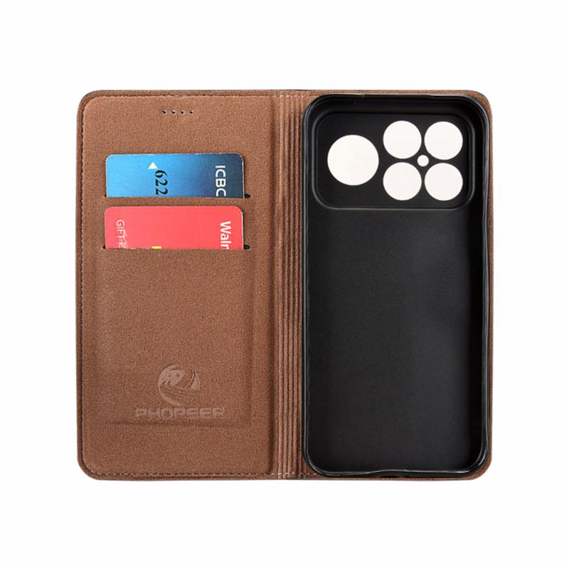 Flip Case für XIAOMI POCO F9 Pro Ultra F9Ultra 5G Echtes Leder Magnetische Abdeckung Rindsleder Gittermuster Kartensteckplatz Geldbörse Hüllen