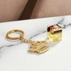 Keychain Pendant Transparent Rhinestones Crown Design Key Ring with Extended Chain
