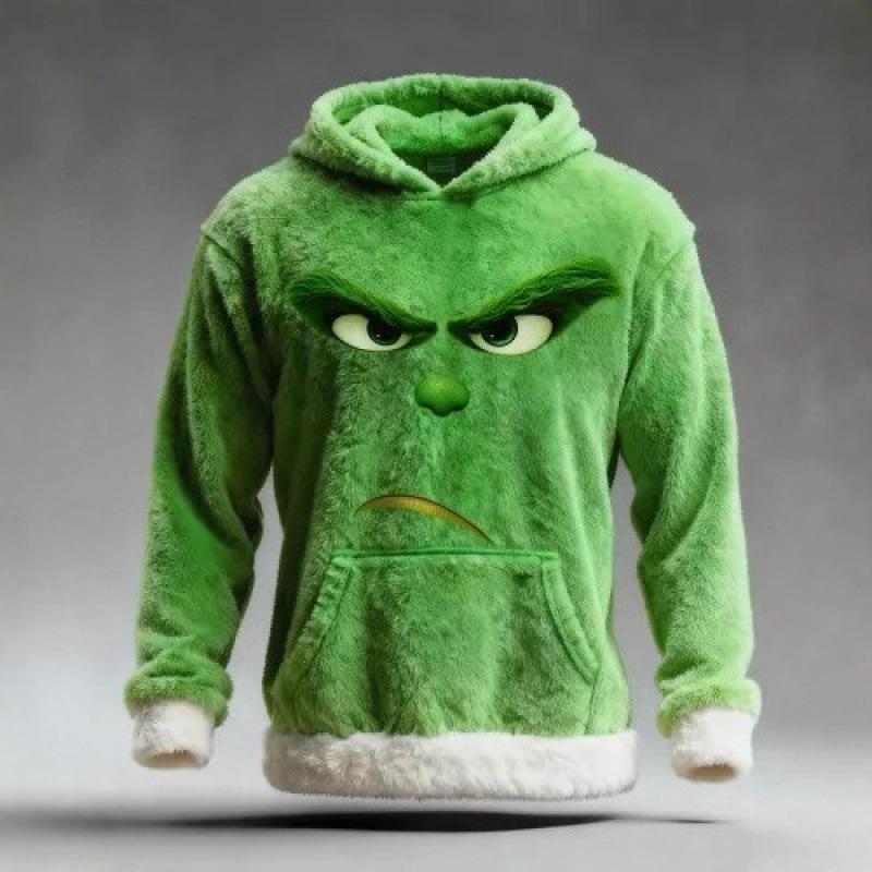 2025 European & American Green Grinch 3D Print Casual Hoodie Sweatshirt