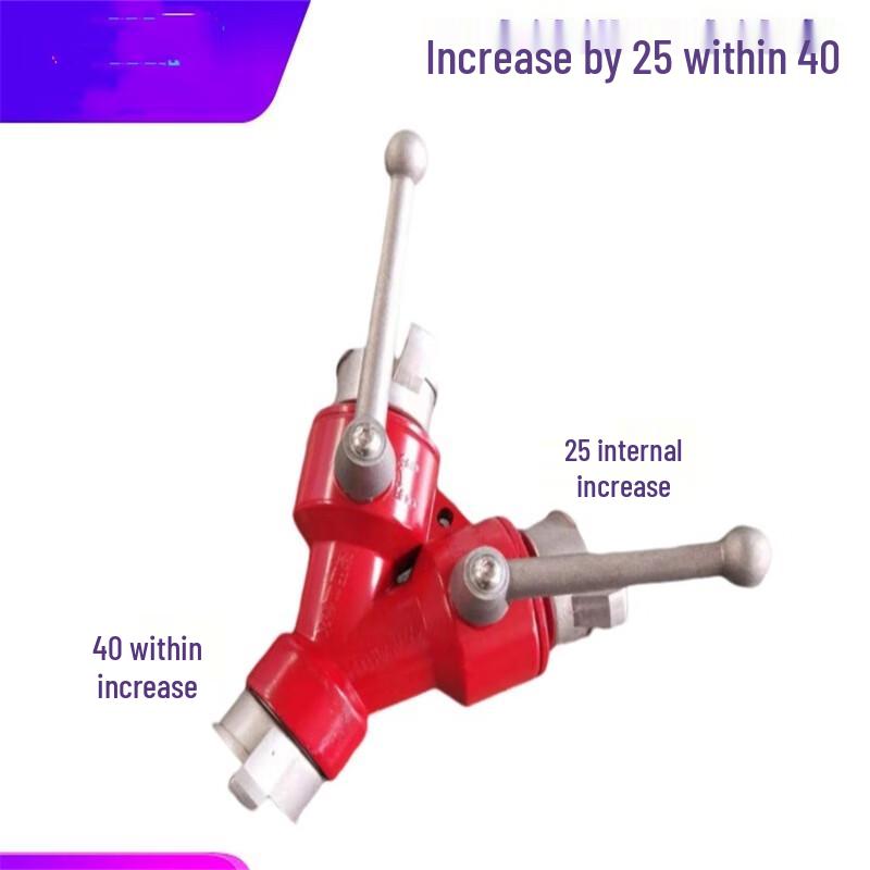 Miling Fire Hose Two-Way Water Splitter 40mm Inlet, 25mm Outlets