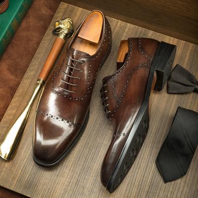 Fashion Luxury Italian Mens Wedding Dress Shoes Genuine Leather Handmade Brogue Wingtip Oxford Shoes Black Brown Formal Shoes for Men