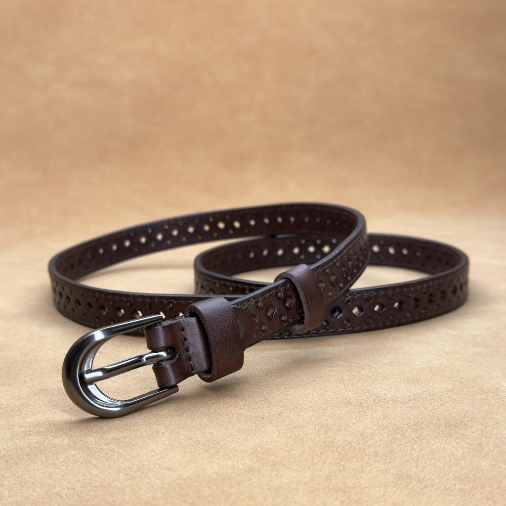 Women's Hollow Leather Belt Women's Casual Versatile Cowhide Belt