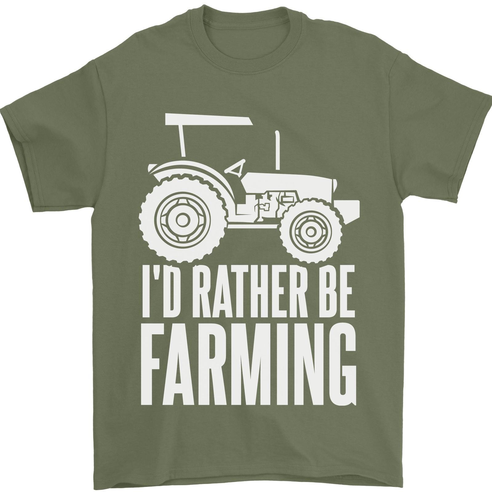 Id Rather Be Farmer Farming Tractor Mens T-Shirt 100% Cotton XL